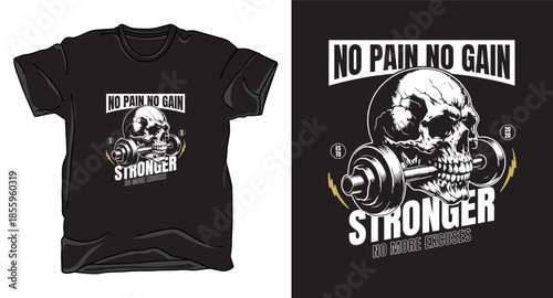 No pain fitness graphic vector art t-shirt design print template
