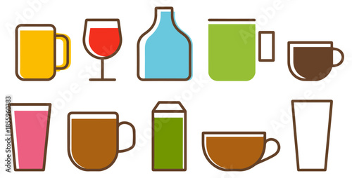 drink cups and glassware icons