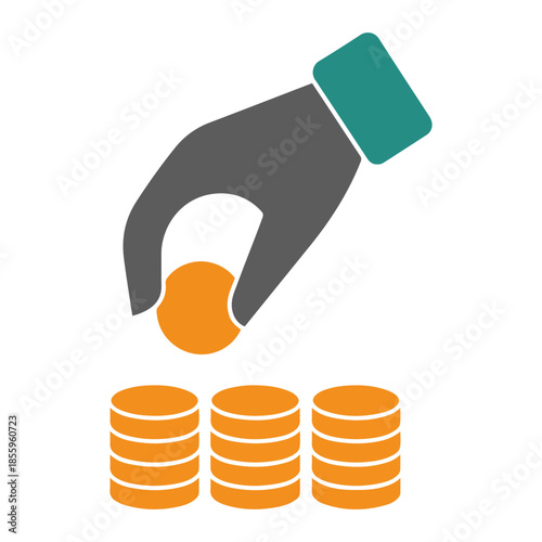hand putting coin payment icon