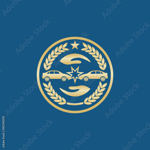 Car accident assistance emblem with hands
