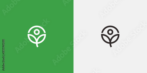 Minimalist nature emblem contrasts backgrounds