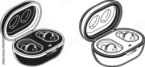 Two open earbud cases Vector