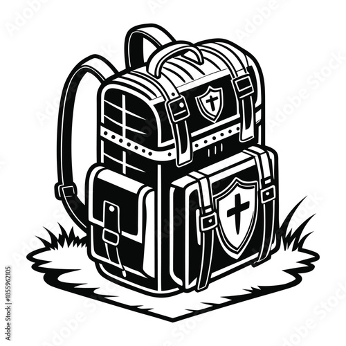 Durable hiking backpack with multiple compartments Vector