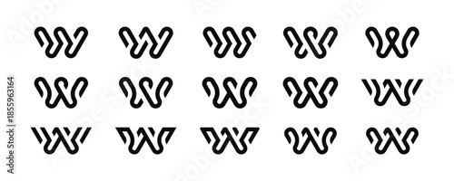initial Letter W monogram set logo design vector illustration template