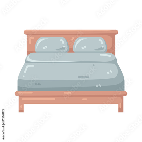 Illustration of Double Bed with Pillows