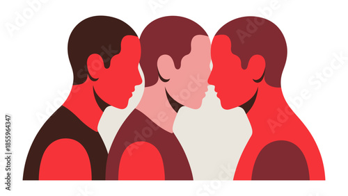 Unity in the abstract: A striking graphic showcasing a trio of figures, each rendered in a minimalist style, coming together, symbolizing cohesion and partnership, perfect for design needs.