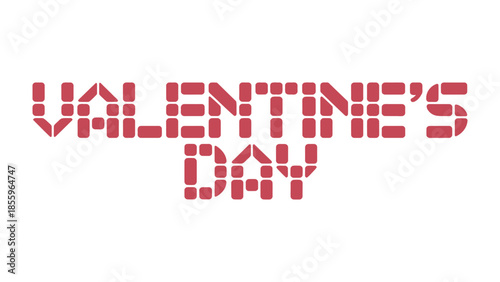 Valentine's Day: A pixelated typography of Valentine's Day is presented in striking red, ideal for expressing love, affection, and celebration. 