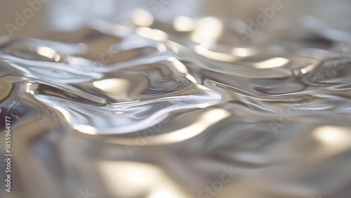 shiny metallic surface with rippling reflections Concept Shiny metallic surface, Rippling reflections, Distorted metal texture, Light play on metal, Abstract chrome sheen