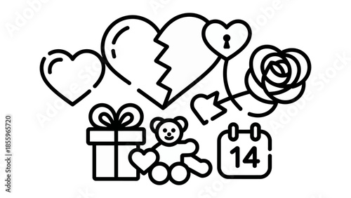 Love Icons:  A collection of artistic love-themed icons perfect for expressing affection and romance, ideal for Valentine's Day or any day.