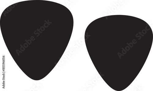Two black guitar picks isolated on a white background simple musical instrument icon