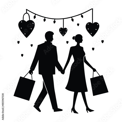  Valentine Night Shopping Silhouette 