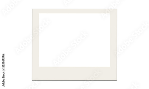 Vászonkép Single vintage polaroid style photo frame with wide bottom margin on transparent