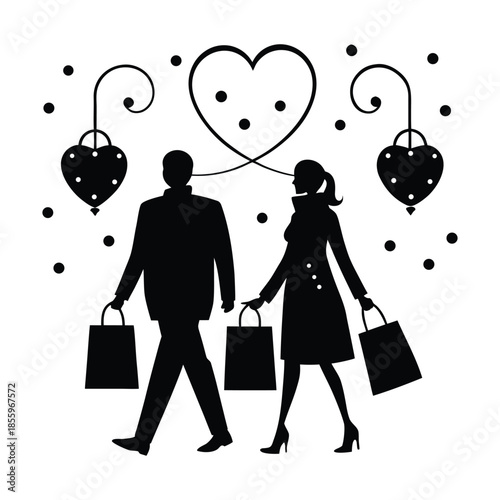  Valentine Night Shopping Silhouette 