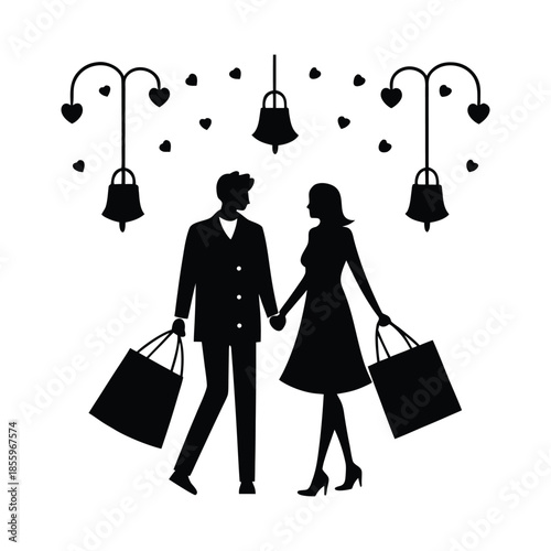  Valentine Night Shopping Silhouette 