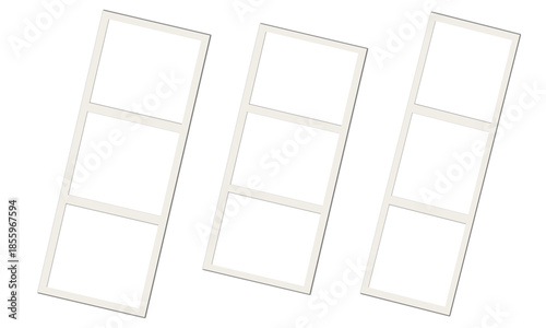 Foto Set of three vintage film strip photo frames with blank transparent background f