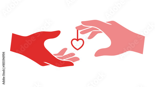 The Giving Hand of Love: A heartfelt emblem of connection, with hands tenderly holding a pendant of a heart, celebrating love and care.