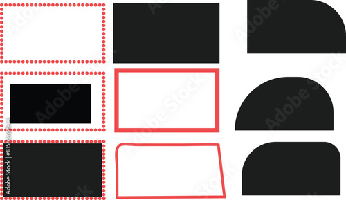 Geometric shapes and rectangles with borders
