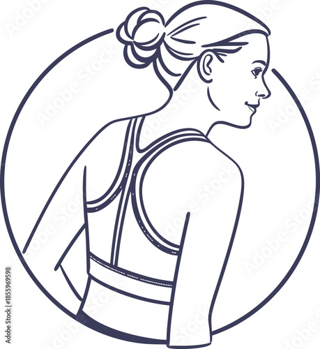 sports bra icon simple rounded shape flat vector, girl in a hat.