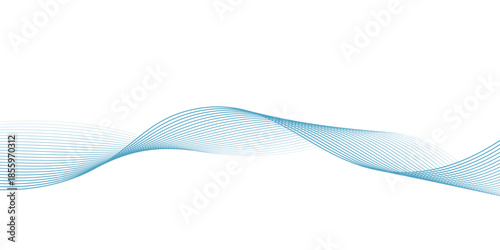 Abstract blue smooth wave on a white background. Dynamic sound wave. Design element. Vector illustration.
