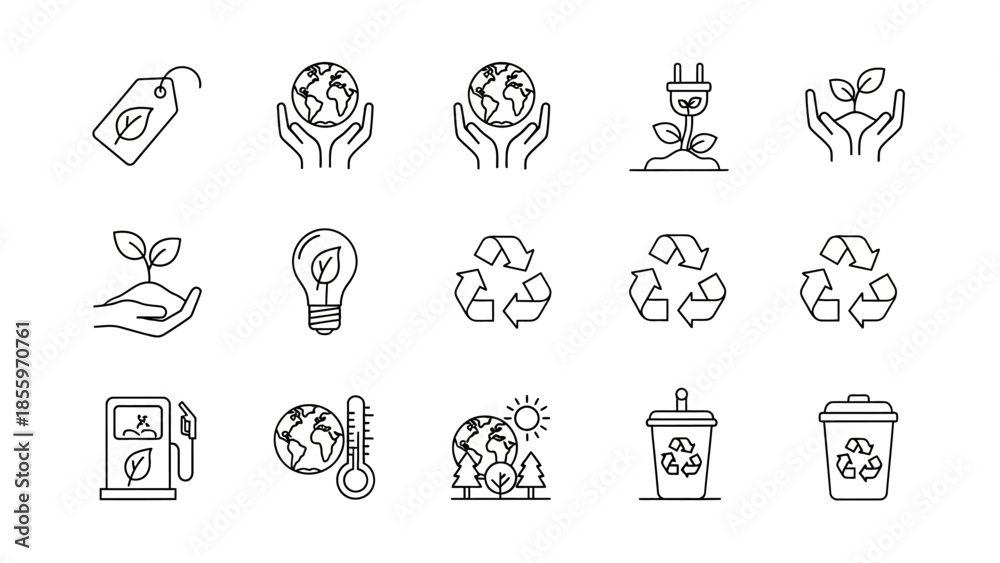 Fototapeta premium Eco friendly icons for sustainable living and environmental awareness