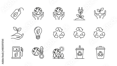 Eco friendly icons for sustainable living and environmental awareness
