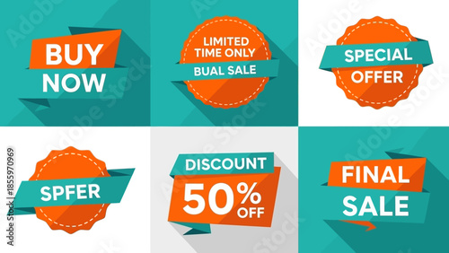 Vibrant sale and discount labels for business promotions and marketing