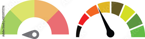 Dashboard speedometer icons set. Performance indicator sign.Rating meter signs.
