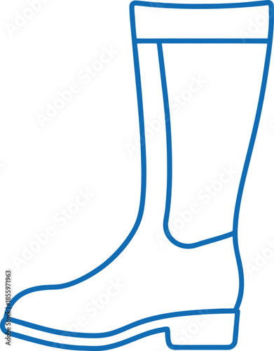 Waterproof rubber rain boot footwear vector illustration on white background