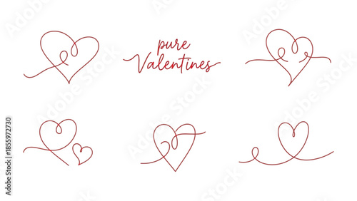 One-Line Heart: A delicate collection of continuous line hearts. Perfect for conveying a minimalist sentiment of love and affection.