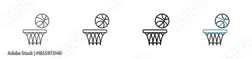 Outline style Basket Ball icon set. Available various sizes