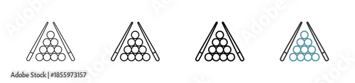 Outline style Billiard icon set. Available various sizes
