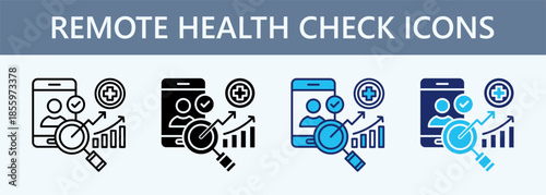 Remote Health Check Icon Set Multiple Style Collection