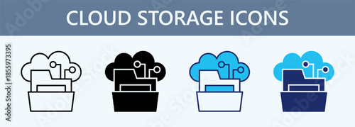 Cloud Storage Icon Set Multiple Style Collection