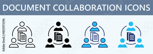 Document Collaboration Icon Set Multiple Style Collection