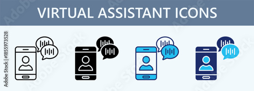 Virtual Assistant Icon Set Multiple Style Collection