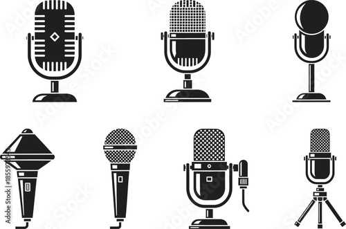 Set of Microphone Icons Collection