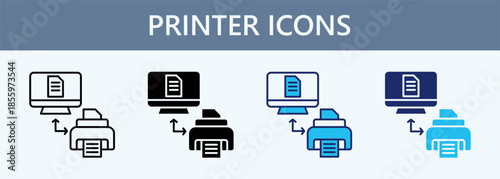 Printer Icon Set Multiple Style Collection