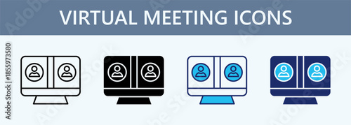 Virtual Meeting Icon Set Multiple Style Collection