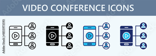 Video Conference Icon Set Multiple Style Collection