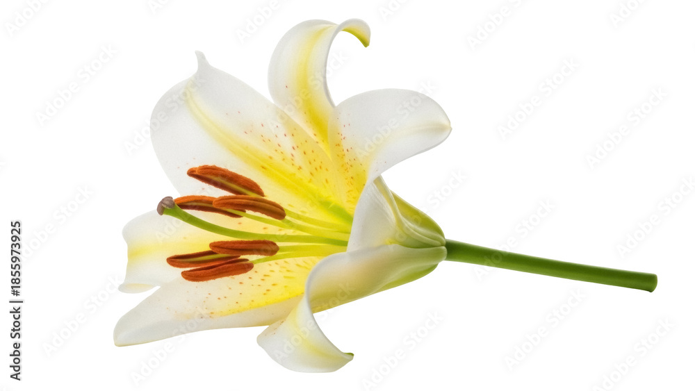 Obraz premium Isolated Lilium flower in bloom against a neutral setting, elegant and natural, blossoming now