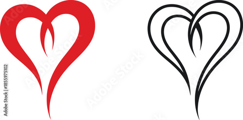 Flourish Heart Icon Set – Elegant Symbols of Love, Passion, and Artistic Emotion