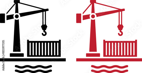 Illustration of cranes loading shipping containers for water transport