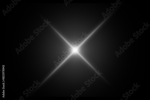White Lens Flare Starburst on Black Background