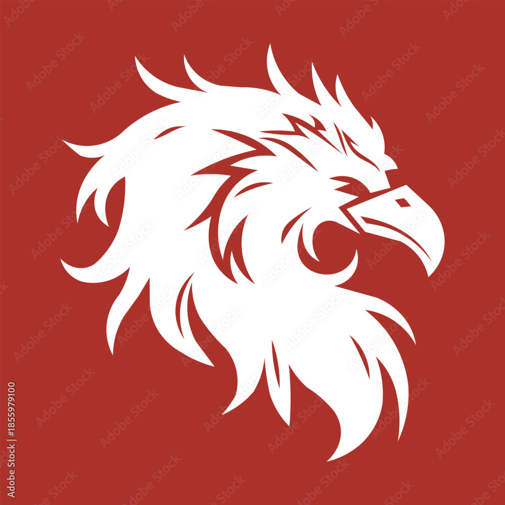 Obraz premium Fierce dragon head profile icon logo design template vector.eps