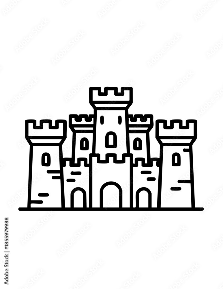 Obraz premium Sandcastle with towers on beach