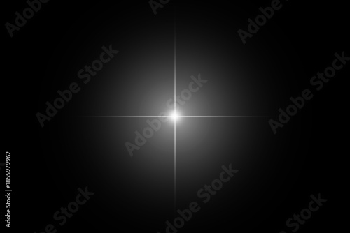 White Starburst Lens Flare on Black Background