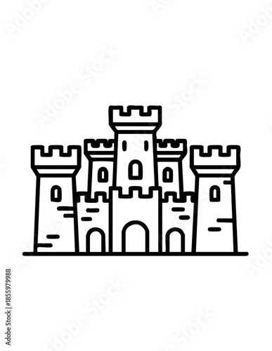 Sandcastle with towers on beach