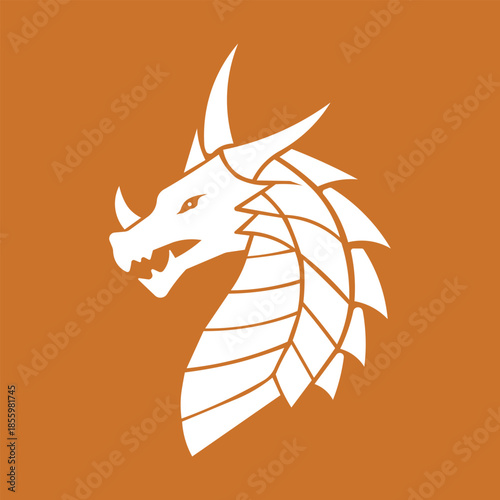 Minimalist dragon head silhouette vector logo design concept.eps