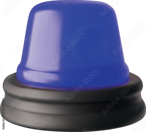 Emergency blue flashing light 3D vector icon, realistic police, firefighter and ambulance siren, warning flashing signal