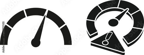 Dashboard speedometer icons set. Performance indicator sign.Rating meter signs.